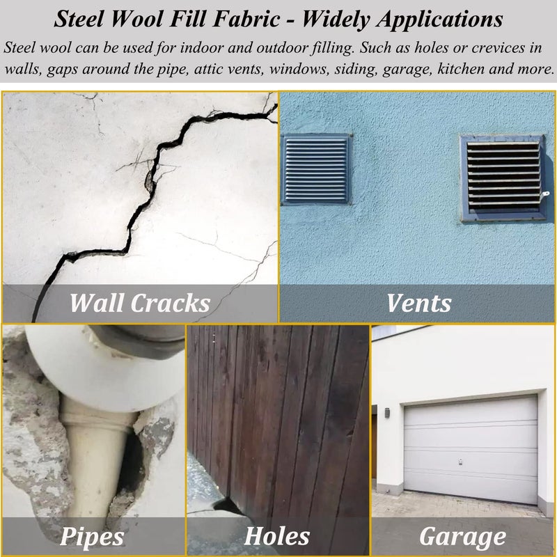 SmaringWing 5PACK Steel Wool Fill Fabric DIY Kit for Mice Control, 13 Feet Coarse Wire Hardware Cloth, Mouse Gap Blocker Hole Filler for Block Holes, Wall Cracks, Pipeline, Siding, Vents in Garden House Garage - Image 5